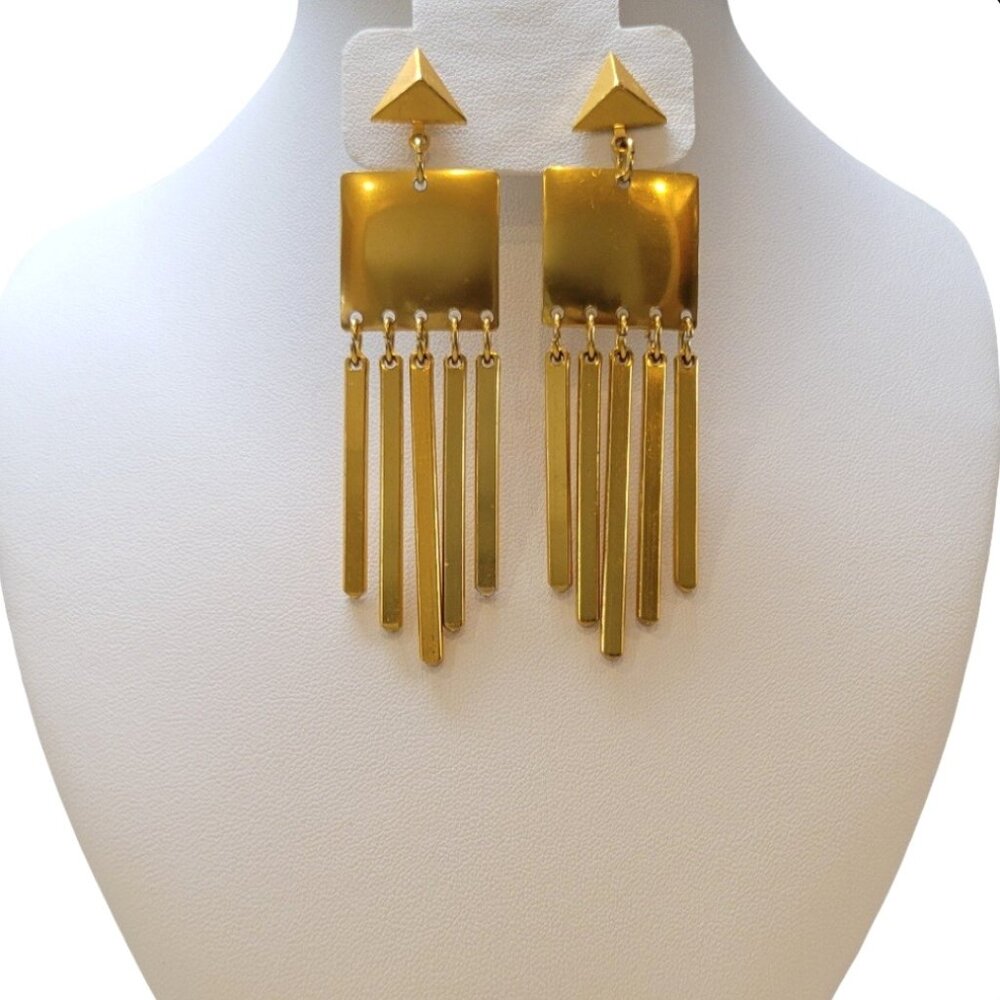 Fun, Fun, Fun! Mid-1990s Geometric Gold Statement Earrings
